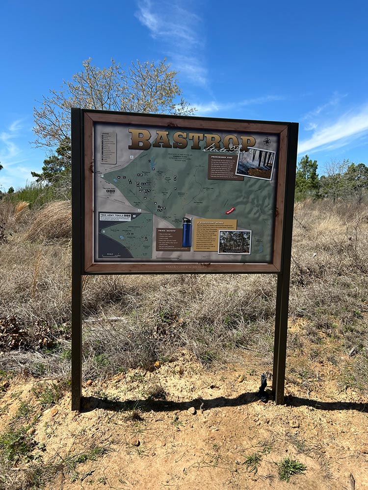 Bastrop State Park trail information sign